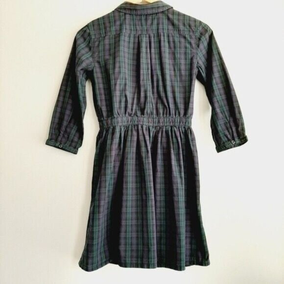 LEVI'S | Plaid Prarie Button Down Shirt Dress Navy Blue & Green Sz XS - Picture 9 of 15
